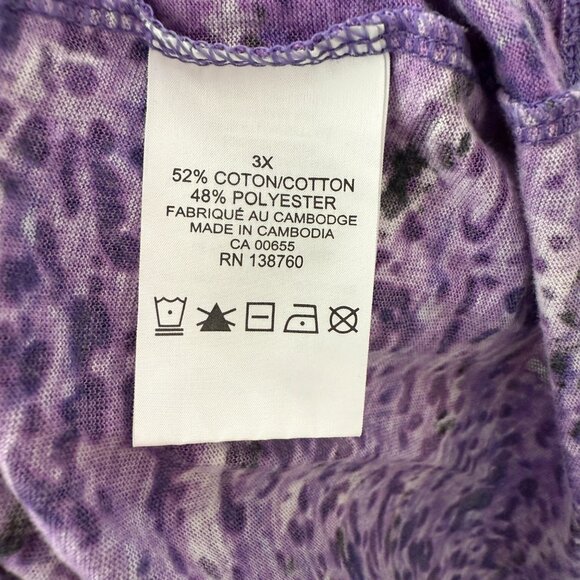 Woman Purple Burn Out Short Sleeve V Neck T-Shirt Size 3X - Picture 3 of 3